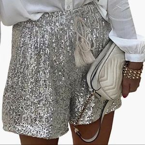 NWT High Waist Silver Sequin Shorts